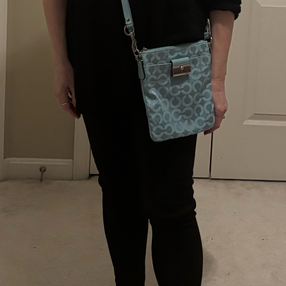 COACH Vintage Patterned Turquise Crossbody Bag